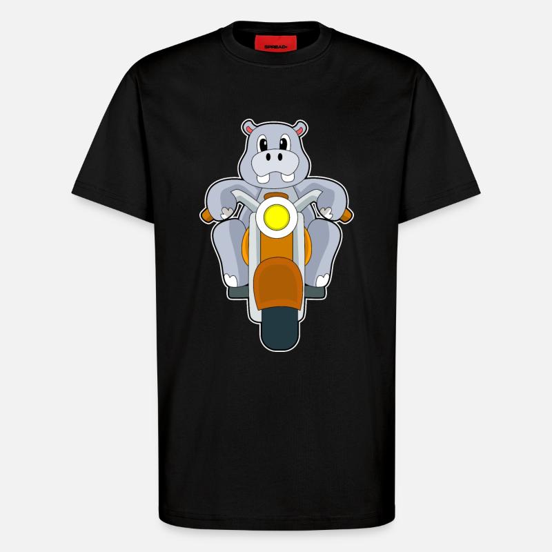 Nilpferd Motorrad - T-Shirt - made by SPREAD - SOLID BLACK