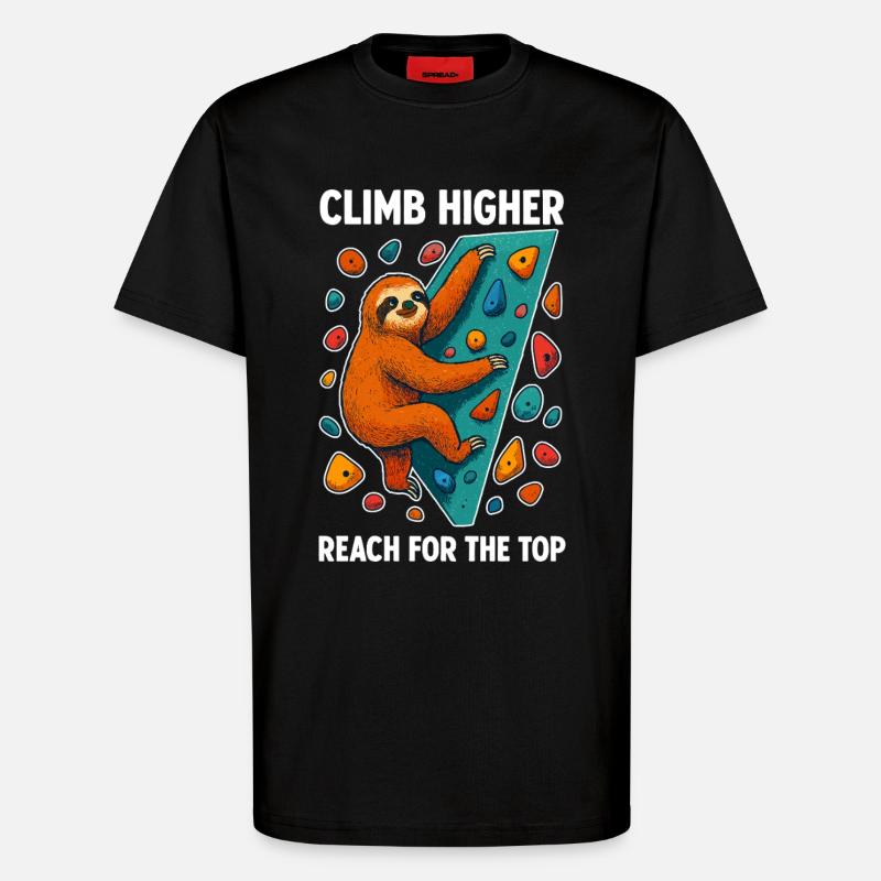 Bouldering Sloth Climbing Boulder Climber - T-Shirt - made by SPREAD - SOLID BLACK