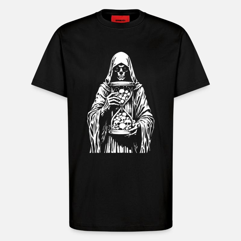Sensenmann mit Schädeln - T-Shirt - made by SPREAD - SOLID BLACK