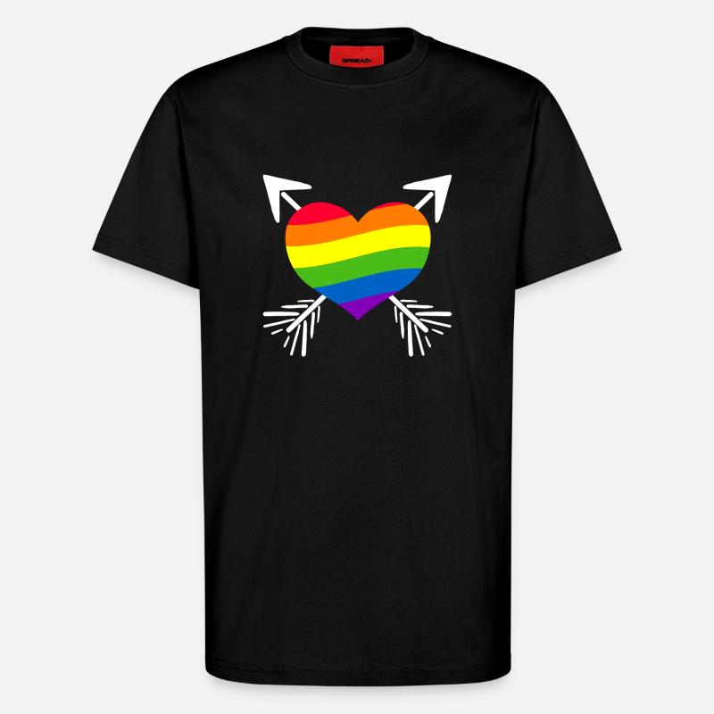 Regenbogen Herz Pfeil - T-Shirt - made by SPREAD - SOLID BLACK