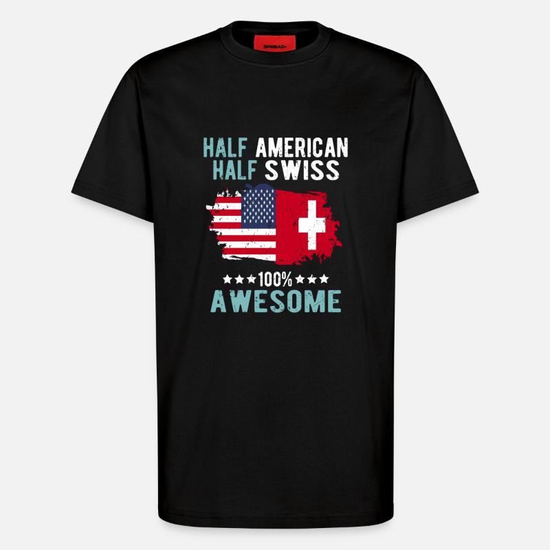 Halb Amerikaner Halb Schweizer - T-Shirt - made by SPREAD - SOLID BLACK