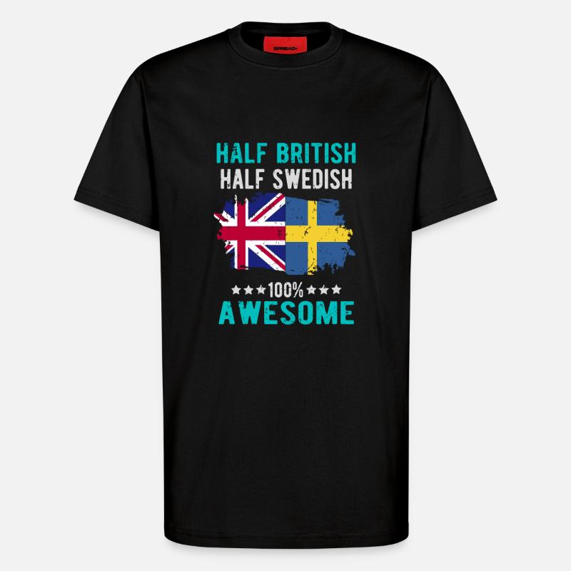Halb Brite Halb Schwede - T-Shirt - made by SPREAD - SOLID BLACK