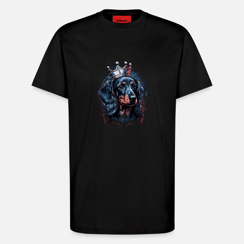 Dackel mit Krone - T-Shirt - made by SPREAD - SOLID BLACK