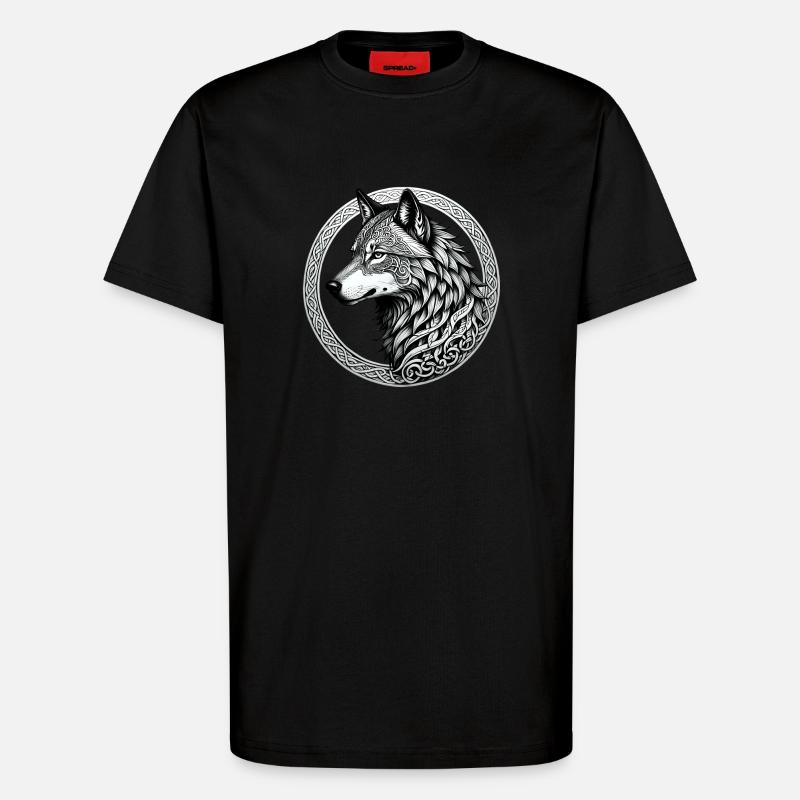Wolf mit keltischem Knoten 02 - T-Shirt - made by SPREAD - SOLID BLACK