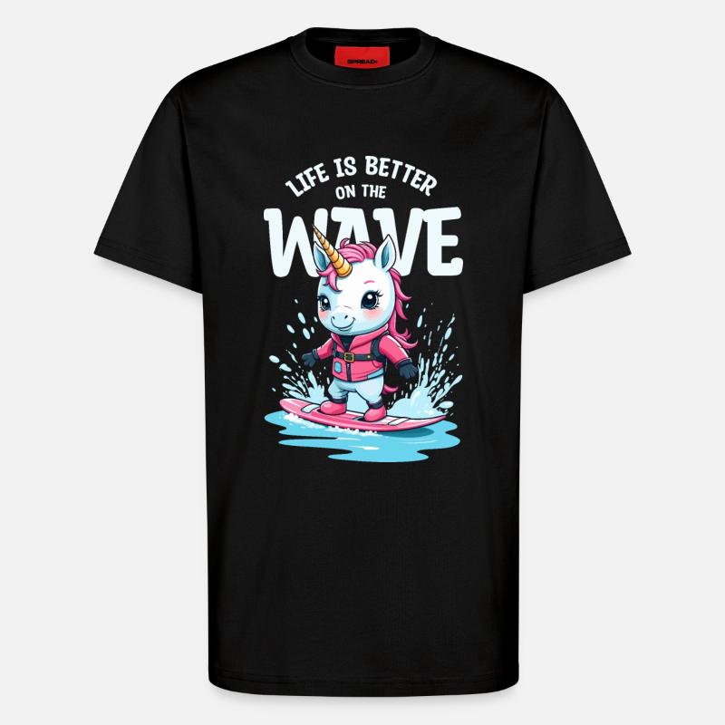 Wakeboard Einhorn - T-Shirt - made by SPREAD - SOLID BLACK