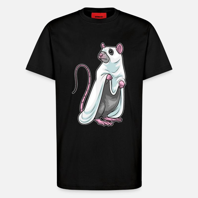 Rat Halloween Ghost - T-Shirt - made by SPREAD - SOLID BLACK