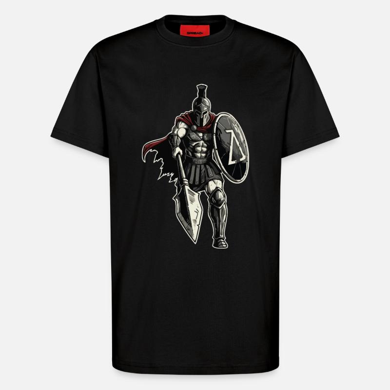 Veteran Spartan Combat Spear Shield Maskottchen - T-Shirt - made by SPREAD - SOLID BLACK