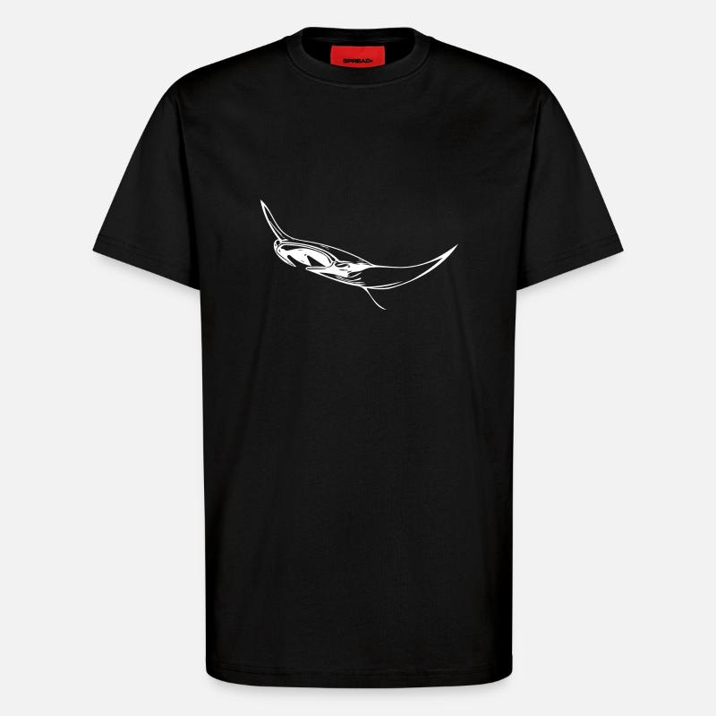 Elegant floating manta rays - T-Shirt - made by SPREAD - SOLID BLACK