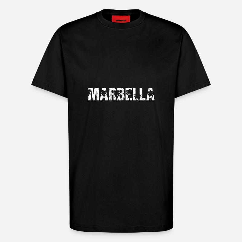 Marbella Palm Trees Spain - T-Shirt - made by SPREAD - SOLID BLACK