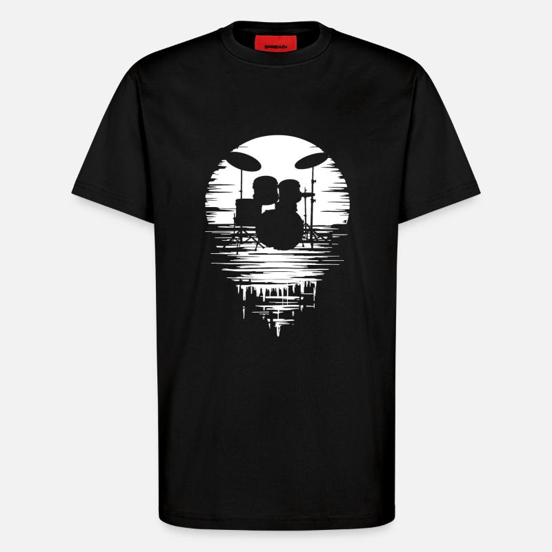 Batterie Silhouette Drum avec réflexion - T-shirt bio décontracté fabriqué en UE - SOLID BLACK