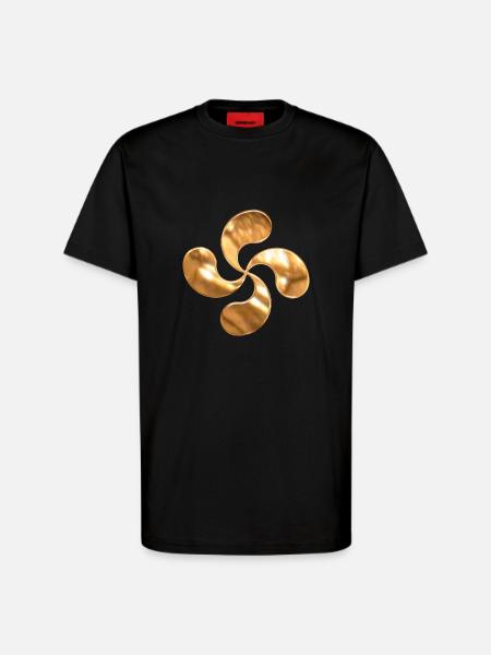 croix basque - T-shirt bio décontracté fabriqué en UE - SOLID BLACK