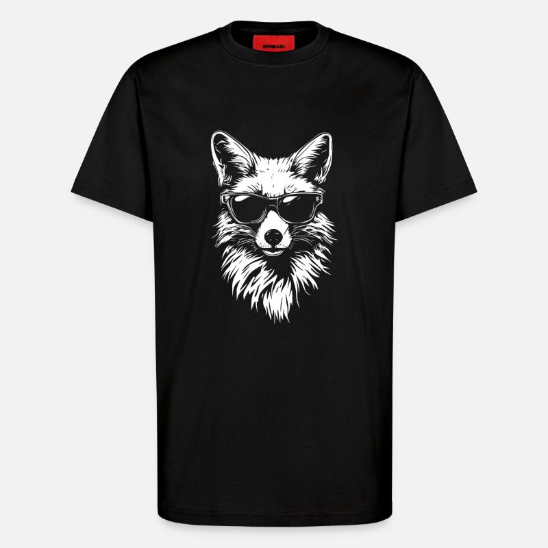 Cool Fox Sunglasses Summer - T-Shirt - made by SPREAD - SOLID BLACK