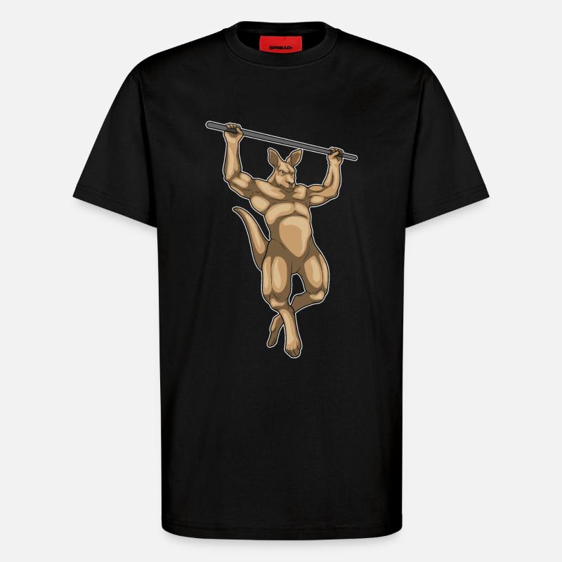 Kangaroo Bodybuilder Pull-Ups Bodybuilding - T-Shirt - made by SPREAD - SOLID BLACK