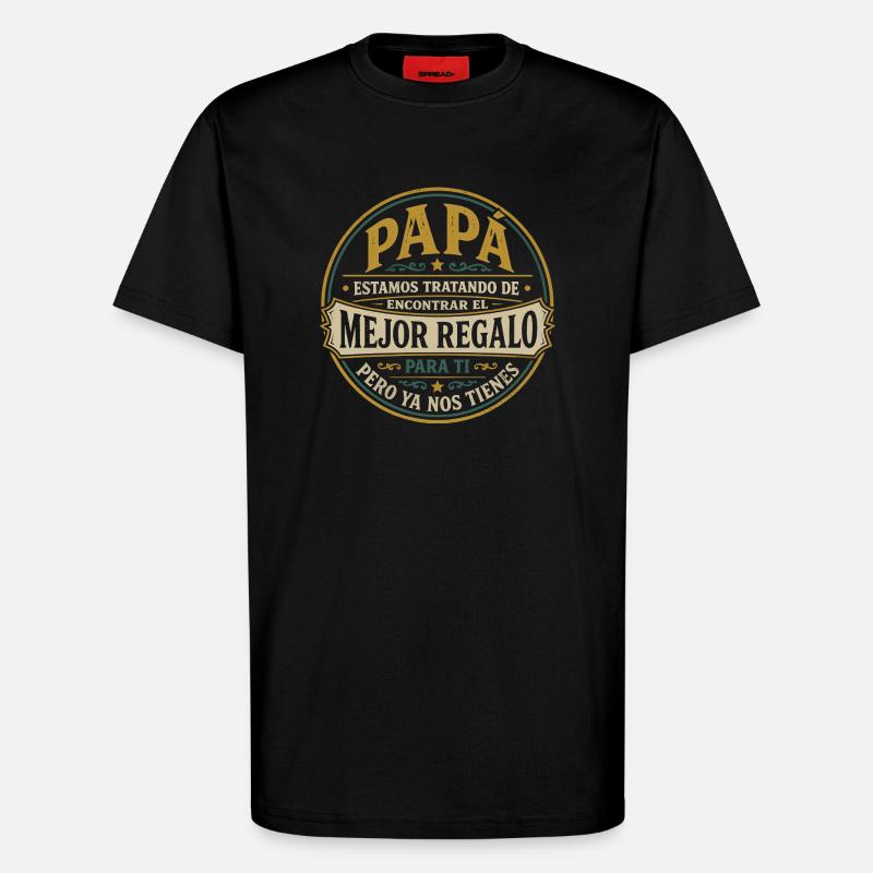 Papa Beste Geschenk Kinder Spanisch Design - T-Shirt - made by SPREAD - SOLID BLACK