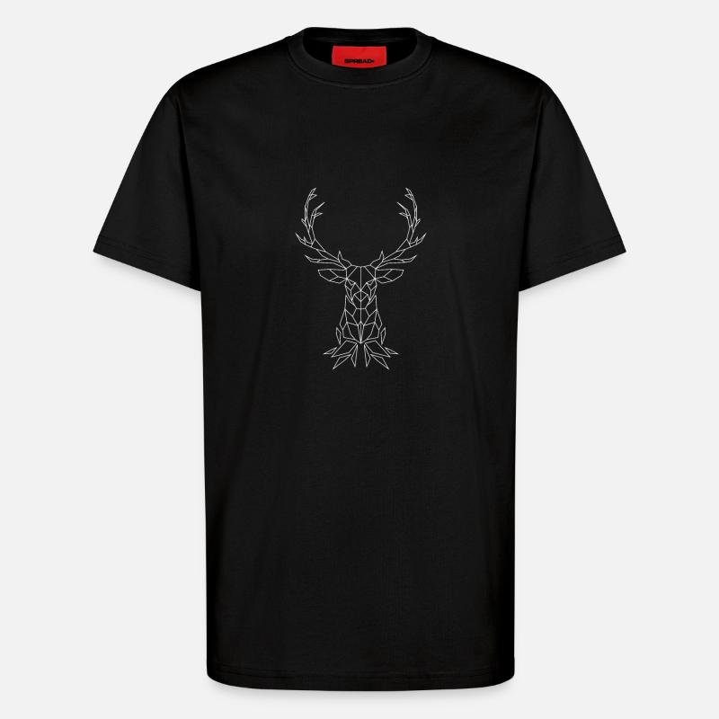Deer polygon - T-Shirt - made by SPREAD - SOLID BLACK