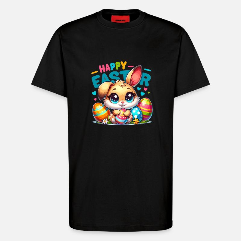Happy Easter - Easter Bunny Illustration - T-Shirt - made by SPREAD - SOLID BLACK