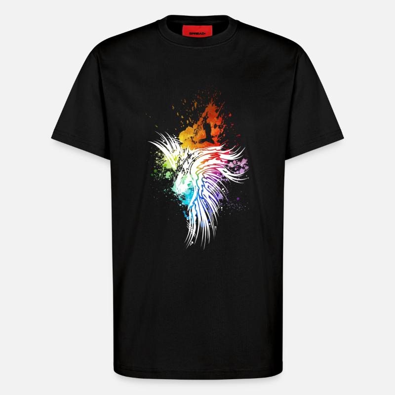 Raven rainbow blobs white - T-Shirt - made by SPREAD - SOLID BLACK