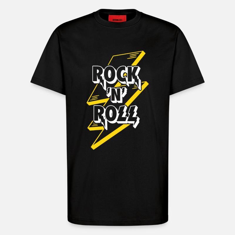 Logo texte rock’n’roll avec éclair - T-shirt bio décontracté fabriqué en UE - SOLID BLACK