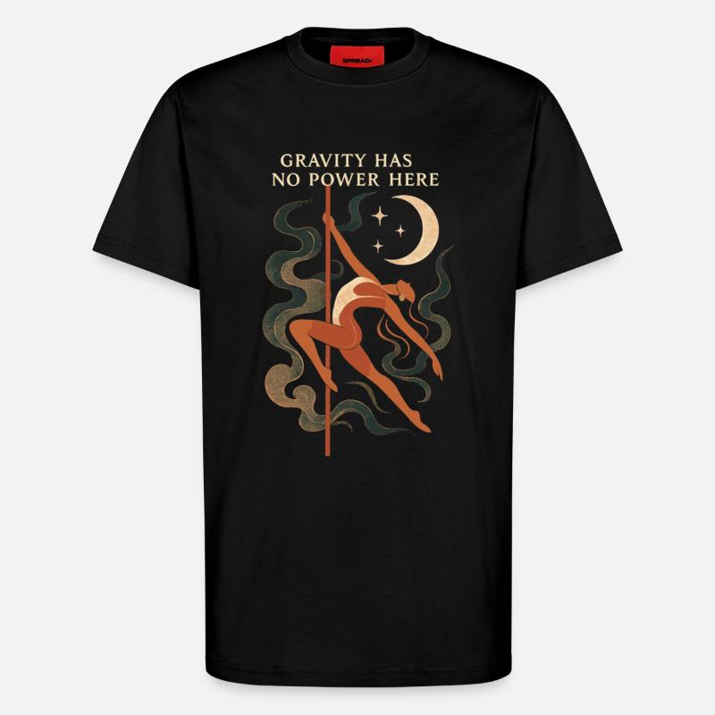 Schwebende Pole-Dance-Frau – Gravity has no power - T-Shirt - made by SPREAD - SOLID BLACK