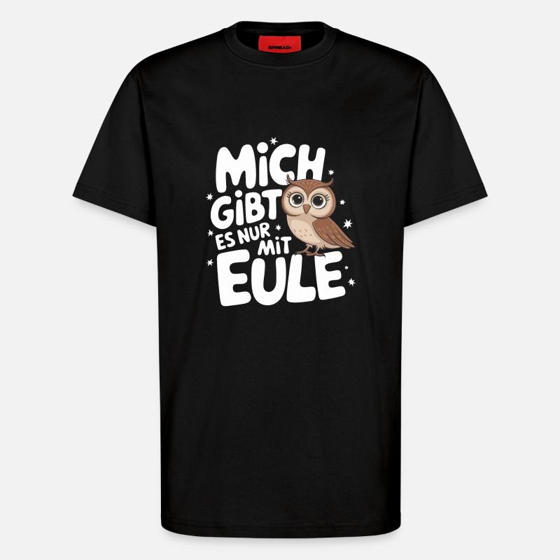 Nachteule Eule Eulen Vogel - T-Shirt - made by SPREAD - SOLID BLACK
