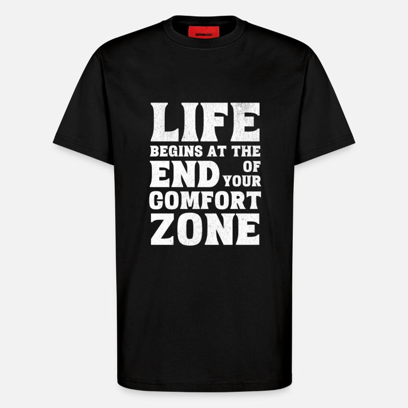 Komfortzone Statement Motivation Leben - T-Shirt - made by SPREAD - SOLID BLACK