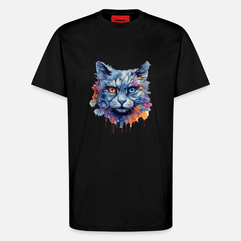 Cat - T-Shirt - made by SPREAD - SOLID BLACK