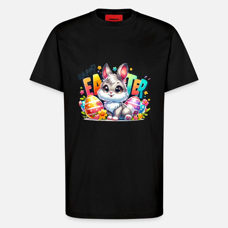 Happy Easter - Easter Bunny Illustration - T-Shirt - made by SPREAD - SOLID BLACK