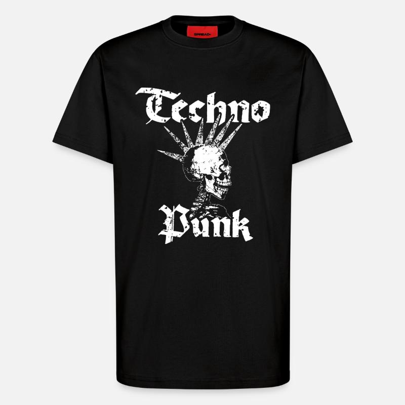 Techno Punk Skeleton - T-Shirt - made by SPREAD - SOLID BLACK