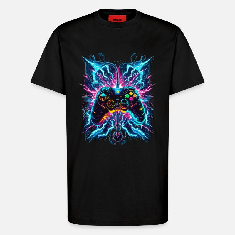 Neon Blitz Power Gaming Controller - T-Shirt - made by SPREAD - SOLID BLACK