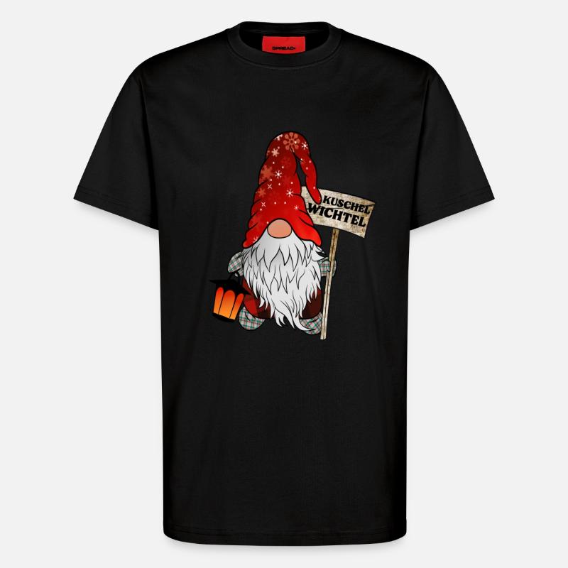 Cuddle Gnome Christmas Gnome - T-Shirt - made by SPREAD - SOLID BLACK