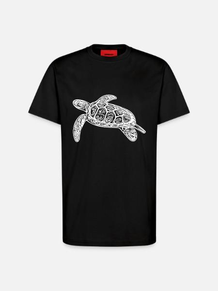 Small floating turtle - T-Shirt - made by SPREAD - SOLID BLACK