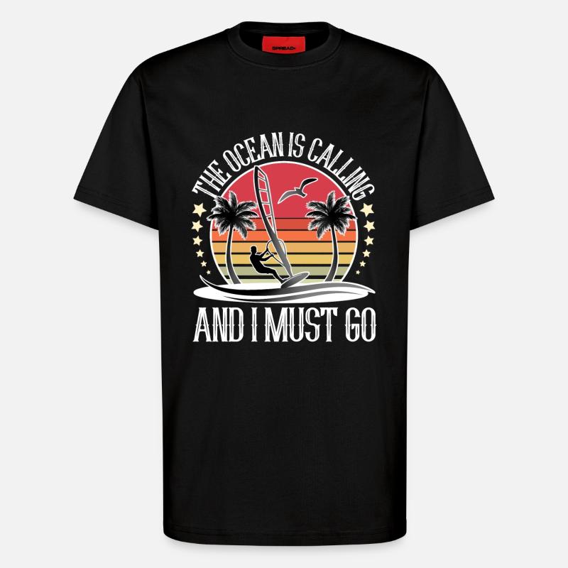 Windsurfing Windsurfer Windsurf - T-Shirt - made by SPREAD - SOLID BLACK