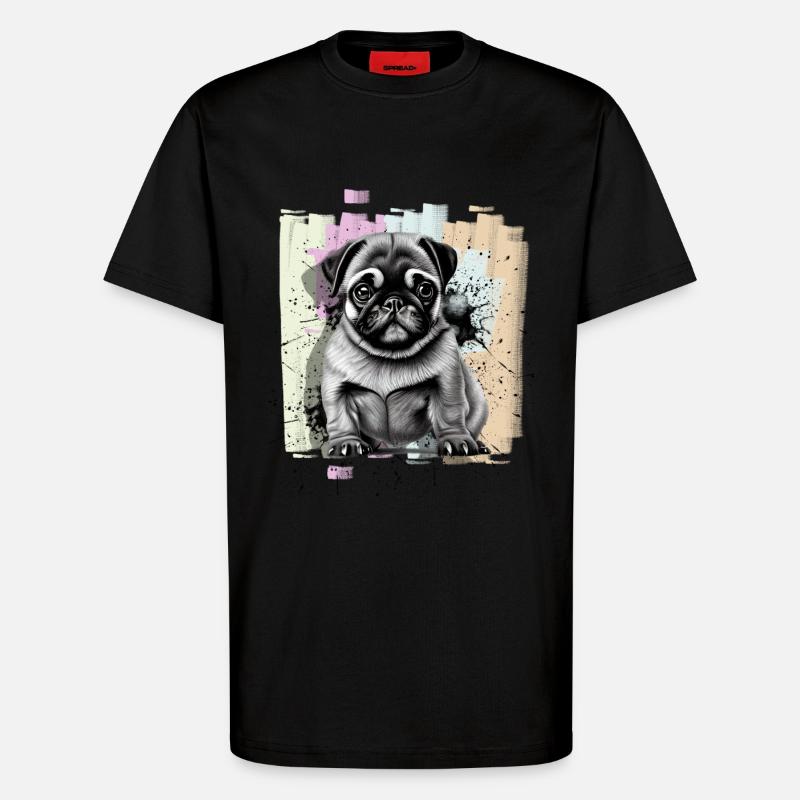 Mops - T-Shirt - made by SPREAD - SOLID BLACK