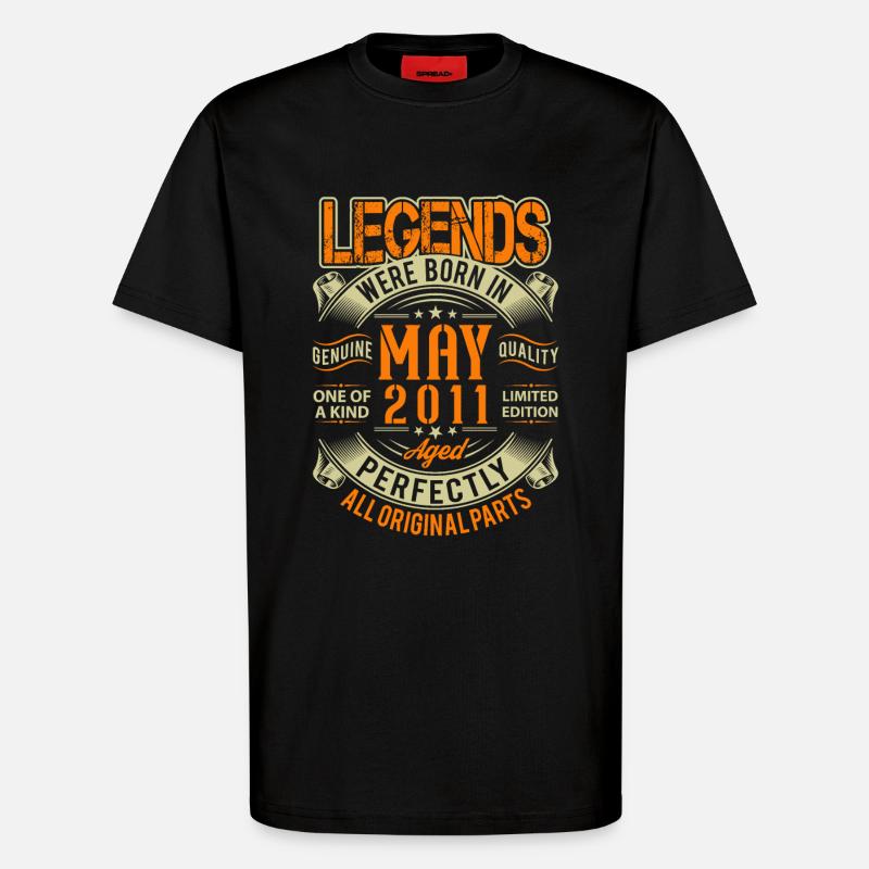 2011 Mai Anniversaire Légende - T-shirt bio décontracté fabriqué en UE - SOLID BLACK