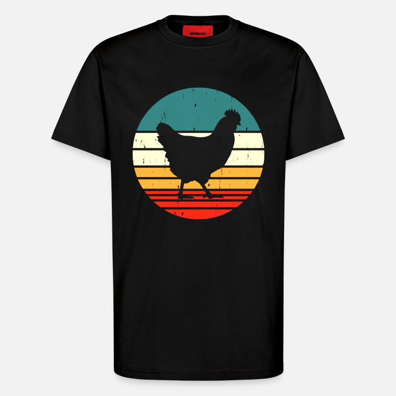 Hühner Huhn - T-Shirt - made by SPREAD - SOLID BLACK