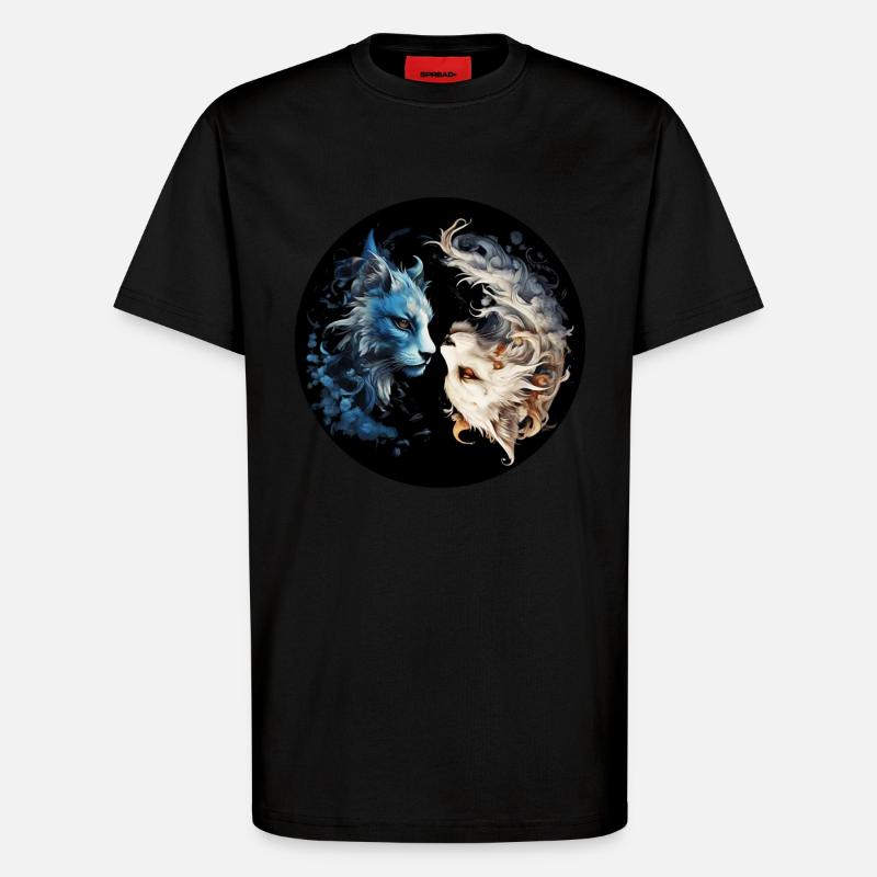 Yin Yang Katzen - T-Shirt - made by SPREAD - SOLID BLACK