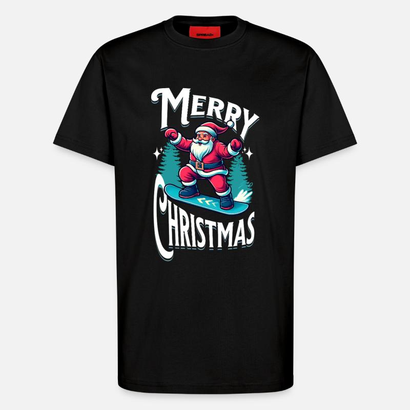 Le Père Noël du snowboard - T-shirt bio décontracté fabriqué en UE - SOLID BLACK