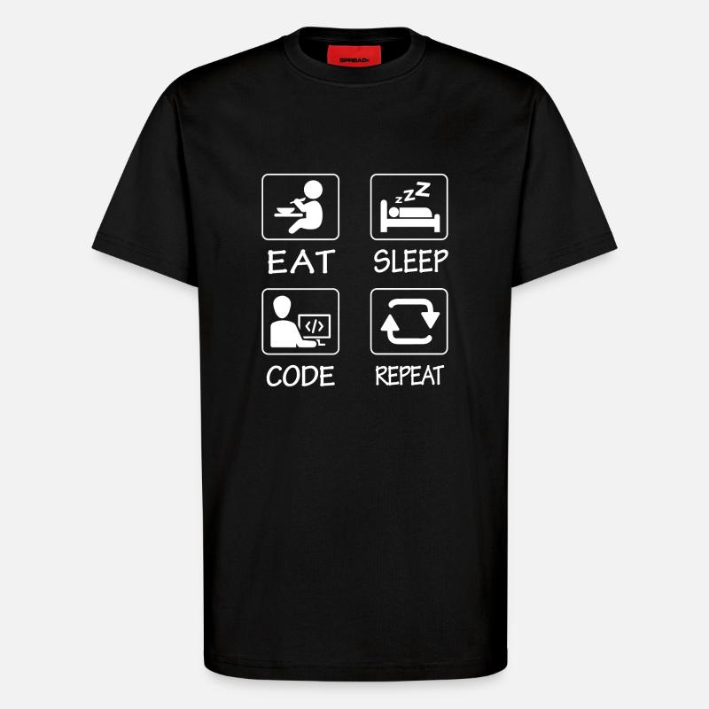 Eat Sleep Code Repeat - T-shirt bio décontracté fabriqué en UE - SOLID BLACK