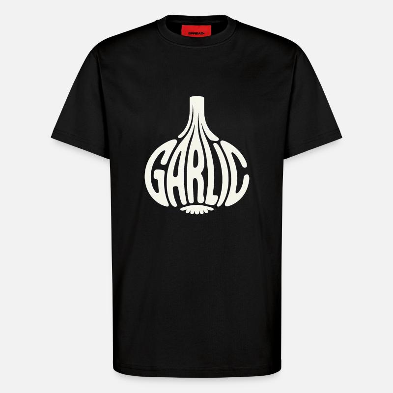 Knoblauch - Cool Vegetable Logo - T-Shirt - made by SPREAD - SOLID BLACK