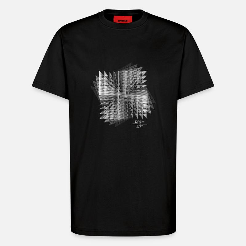 Techno / Illusion / DREW ART - T-Shirt - made by SPREAD - SOLID BLACK