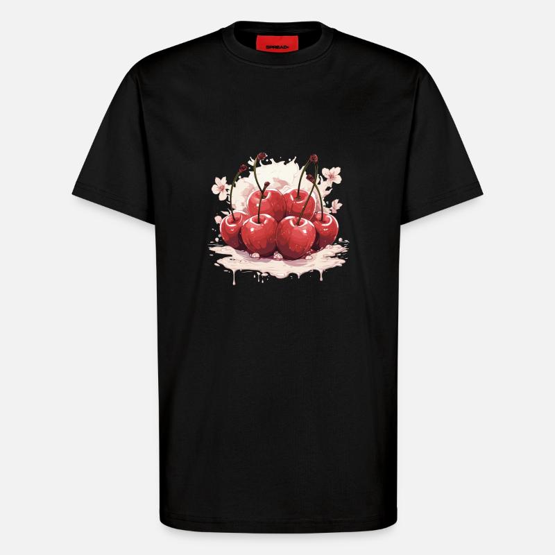 Kirsche - Illustration - T-Shirt - made by SPREAD - SOLID BLACK