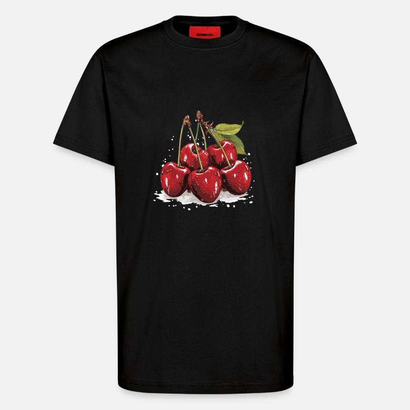 Kirsche - Illustration - T-Shirt - made by SPREAD - SOLID BLACK