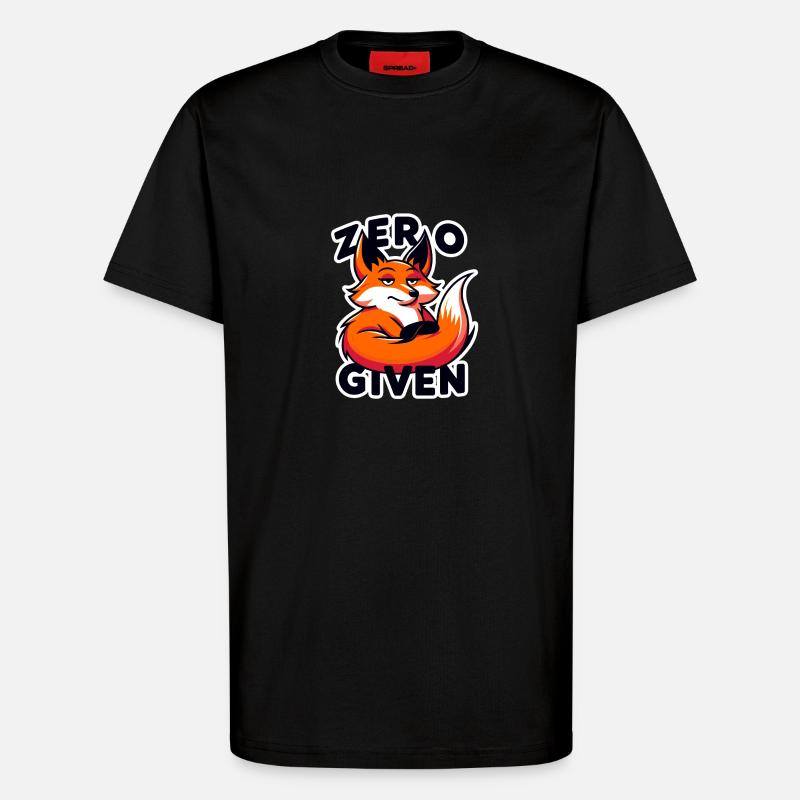 Zéro donné - Illustration de renard - T-shirt bio décontracté fabriqué en UE - SOLID BLACK