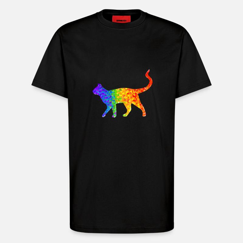 Rainbow cat - T-shirt bio décontracté fabriqué en UE - SOLID BLACK