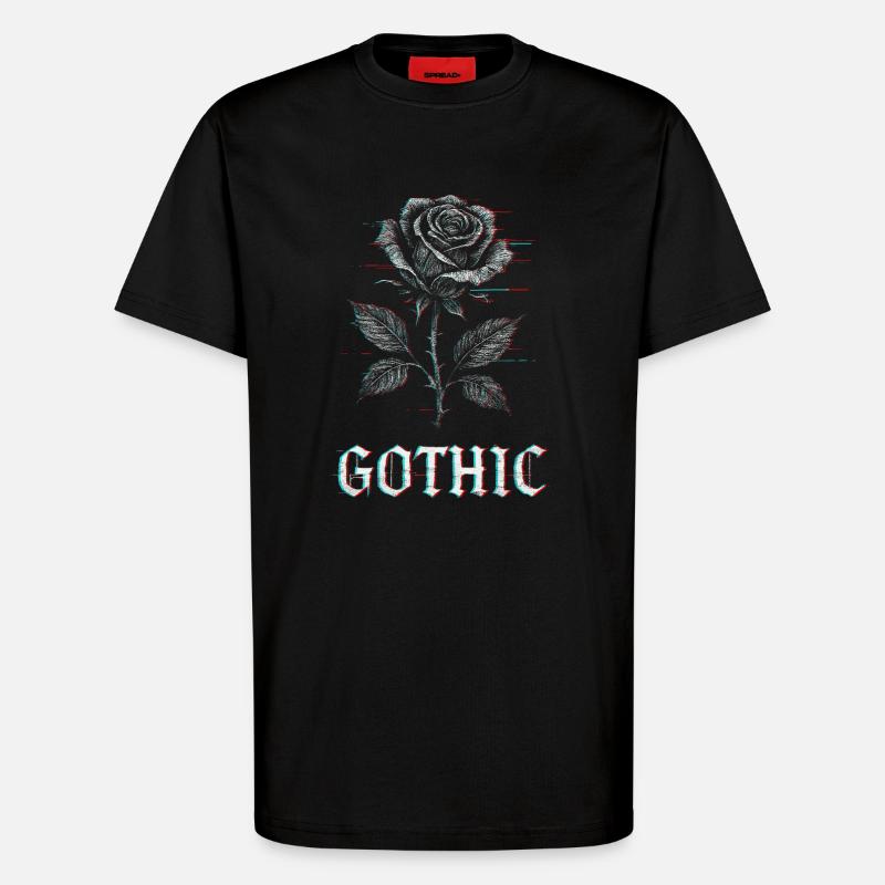 Gothic Rose with Glitch Effect - T-Shirt - made by SPREAD - SOLID BLACK
