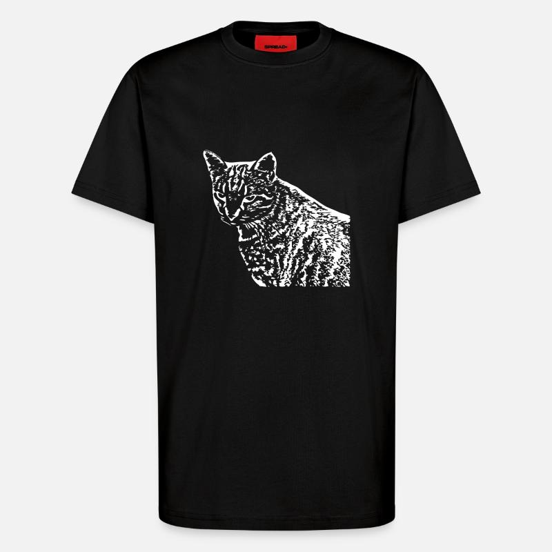 Chat Blanc Blanc Chats - T-shirt bio décontracté fabriqué en UE - SOLID BLACK