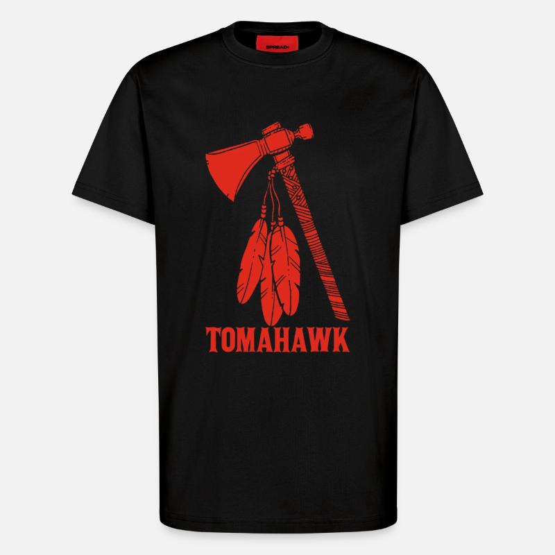 roter Tomahawk - T-Shirt - made by SPREAD - SOLID BLACK