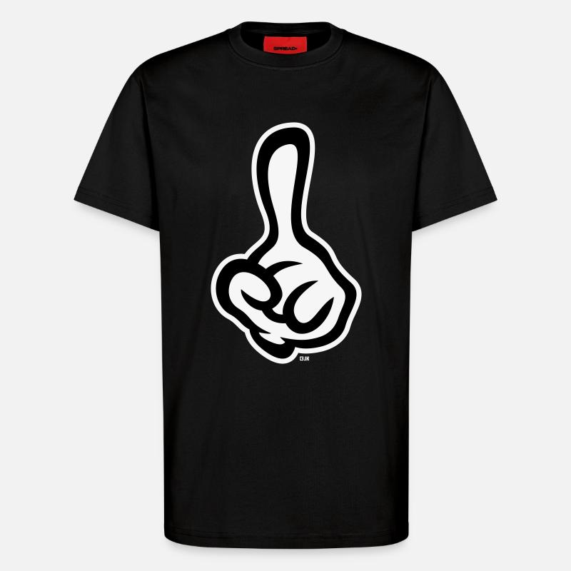 Index levé (doigt / main gauche NEG2C) - T-shirt bio décontracté fabriqué en UE - SOLID BLACK