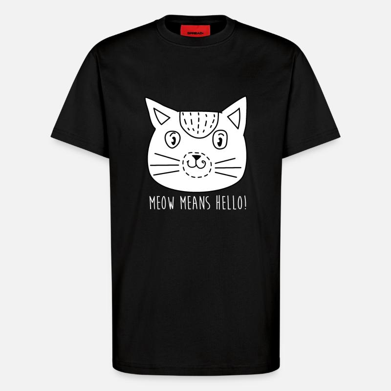 Comic Katze Gesicht mit Spruch - T-Shirt - made by SPREAD - SOLID BLACK