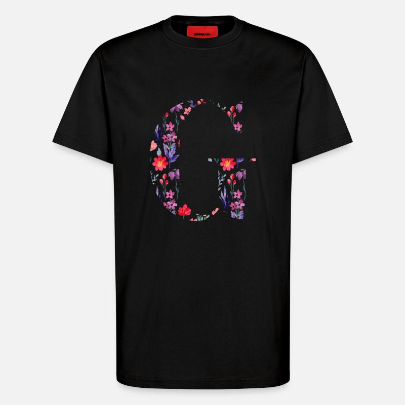 Personalisierter Blumenbuchstabe g - Geschenkidee - T-Shirt - made by SPREAD - SOLID BLACK